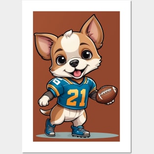 Cute Puppy Playing Football Posters and Art